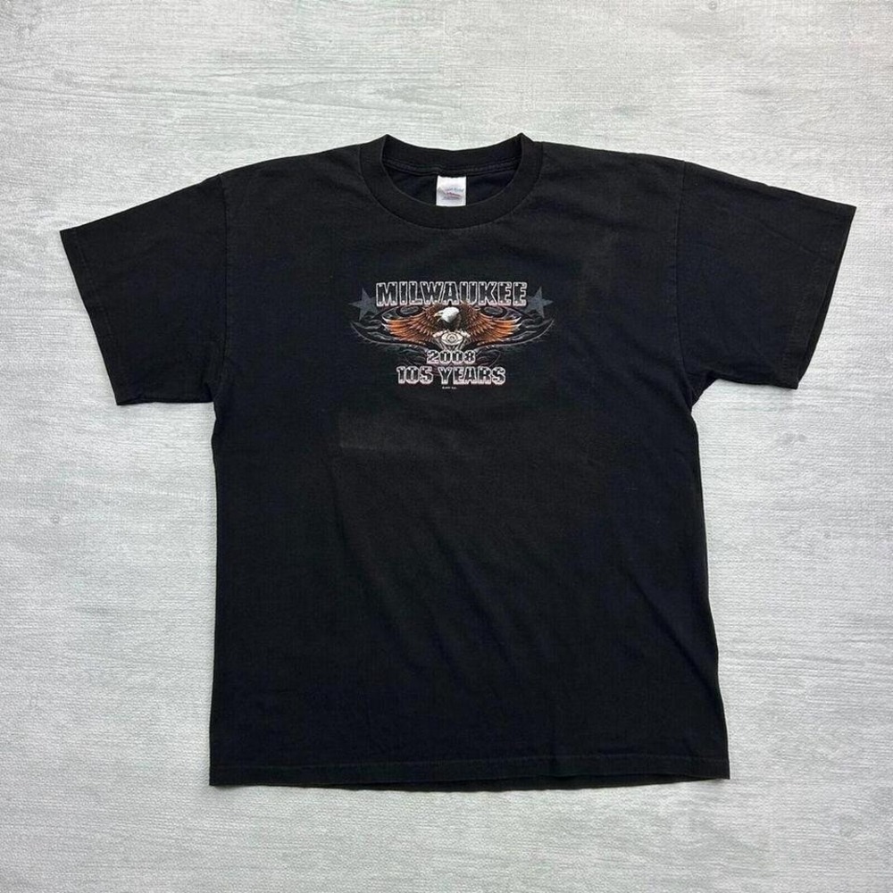 Vintage Harley Davidson Shirt Adult Large Black Biker Motorcycle Milwaukee 2008